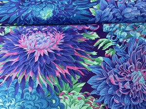 Patchwork stof - Kaffe Fassett Collective, blomster i blålige toner